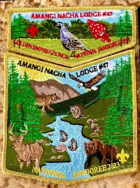 Oa Amangi Nacha 47 Golden Empire Bsa 2023 Jamboree 2-Patch Wildlife Art 120 Made