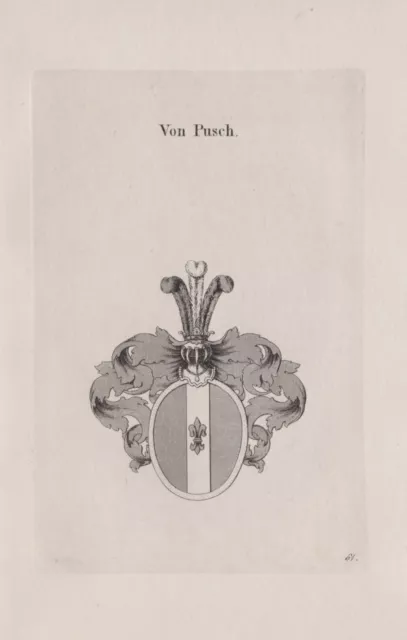 1830 Pusch Wappen coat of arms Heraldik heraldry Kupferstich engraving