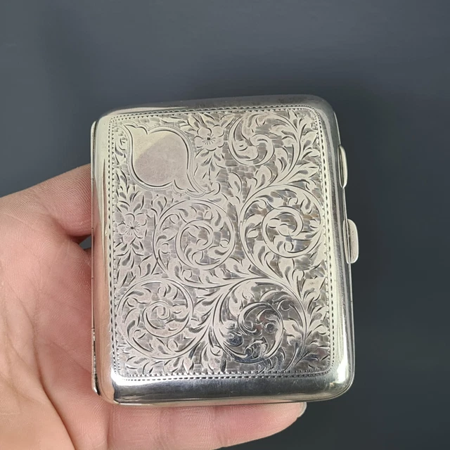 Vintage Sterling Silver Cigarette Case Birmingham M H Meyer Ltd 1921