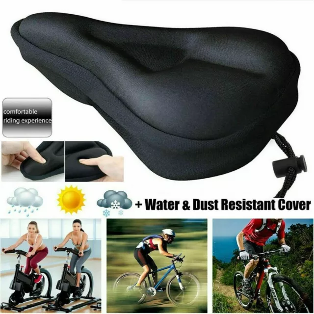 Bike Seat Cover Cushion Padded Bicycle Gel Saddle Extra Comfort Spin Exercise