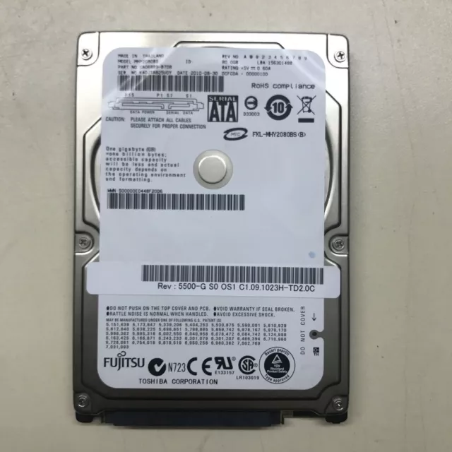 Fujitsu MHY2080BH 80GB 80 GB 5400 RPM SATA 2,5" HDD Laptop Hard drive laptop