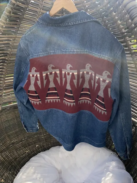 Vintage Pendleton High Grade Western Wear Denim Jacket native Eagle- Aztec (M)