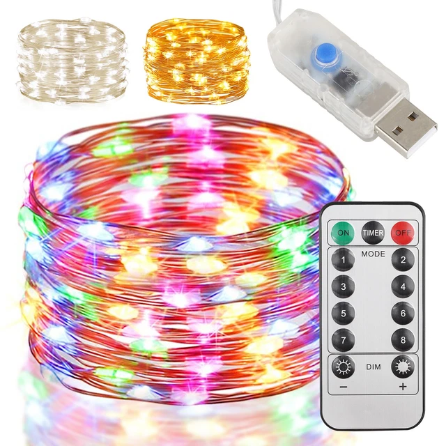 USB Twinkle LED String Fairy Lights Copper Wire Party Remote 5-20M 50/100/200LED