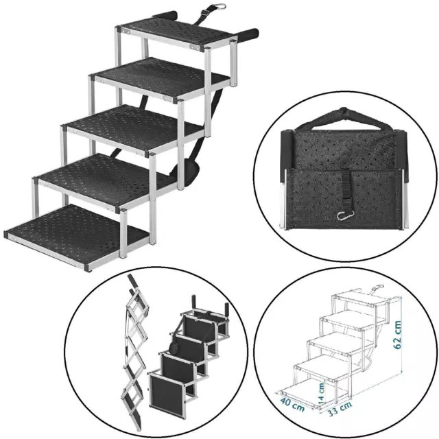 Hundetreppe klappbar 5 Stufen Auto Hunde Treppen Hunderampe faltbar Tiertreppe