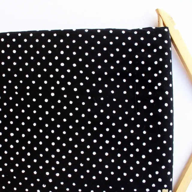 2.5 Yard Black Polka Dot Print Cotton Soft Fabric for Women's Summer Dressmaking