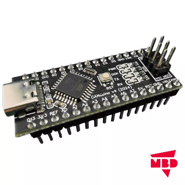 CANduino v4 ATmega328P USB-C PCB mit CAN-Bus MCP25625 Modul Arduino Kompatibel