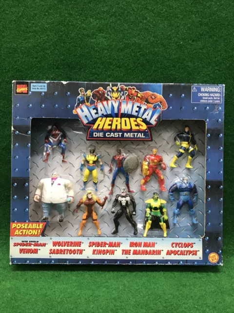 10pcs Marvel Heavy Die Cast Metal Heroes Action Figures by Toy Biz 1999