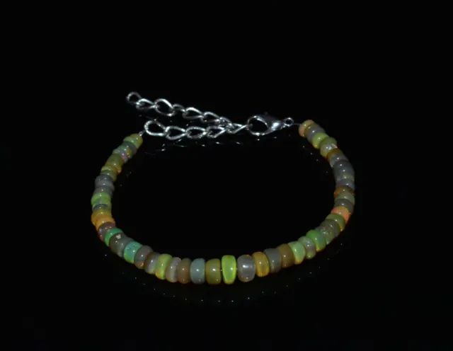 3-5 mm Ethiopian Opal Bracelet Welo Fire Opal Beads Beautiful Bracelets 7.5" 289