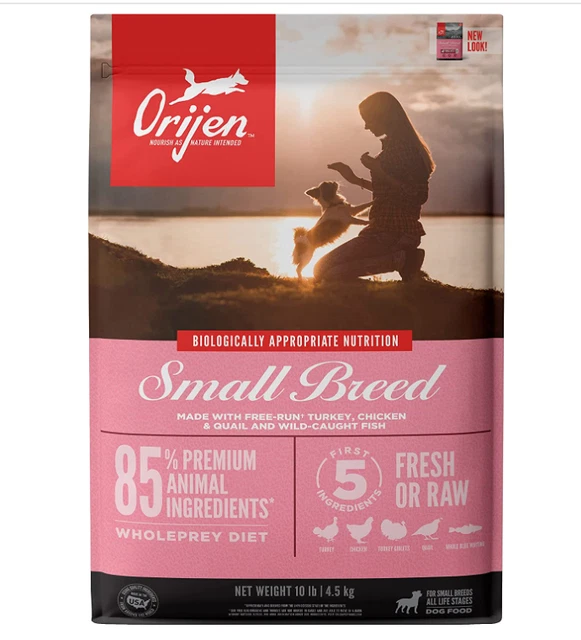 ORIJEN Dog Small Breed Recipe, High-Protein Grain-Free Dry Dog Food 10lb