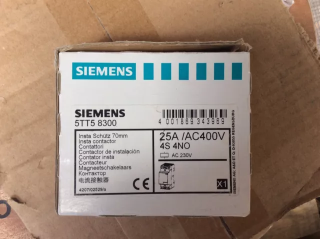 Siemens 5Tt58300 Contactor 25A/Ac400V 4S 4No