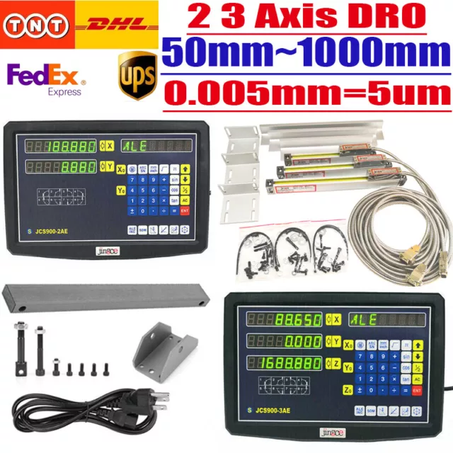 2 3 Axis Digital Readout DRO Linear Scale 5um CNC Milling Drilling Lathe Encoder