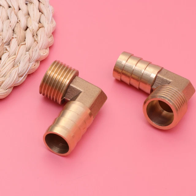 2 STÜCKE 90 Grad Fast Plug Elbow Barb Fitting Wasser Rohrverbinder (Golden)