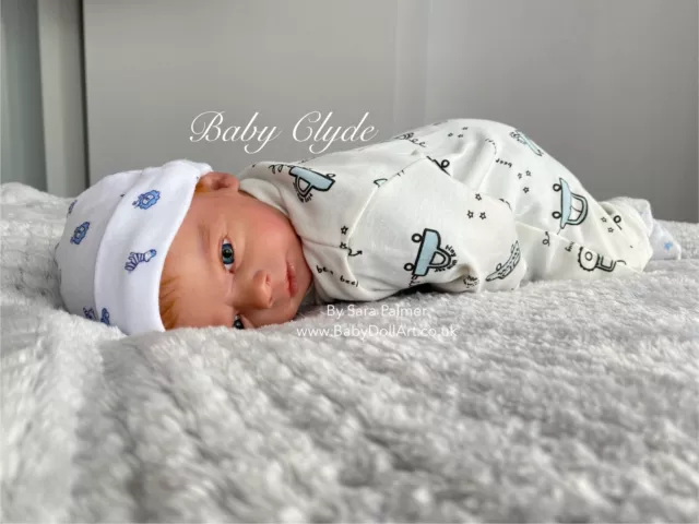 Reborn Baby Boy Doll RealBorn Clyde 18" newborn baby, blue glass eyes -UK Artist