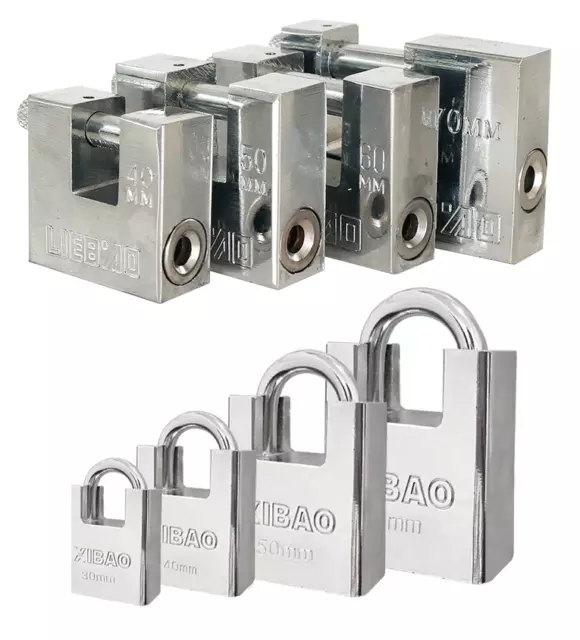 50/70/90mm Shackle Shutter Heavy Duty Steel Container Padlock 3 Keys Lock safe