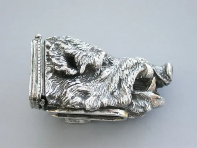 Early 20th Century Cast Silver Boars Head Vesta Case. By A & J Zimmerman, 1913 2