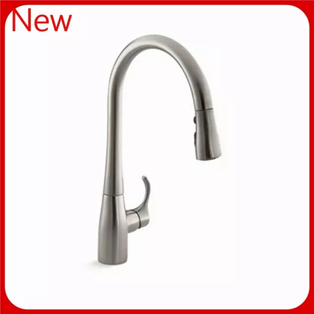 KOHLER 596-VS Simplice Pull Down Kitchen Faucet High Arch Vibrant Stainless r5