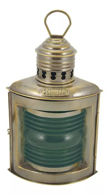 Steuerbordlampe mit Petroleumbrenner Schiffslampen Messing, antik Sea4You