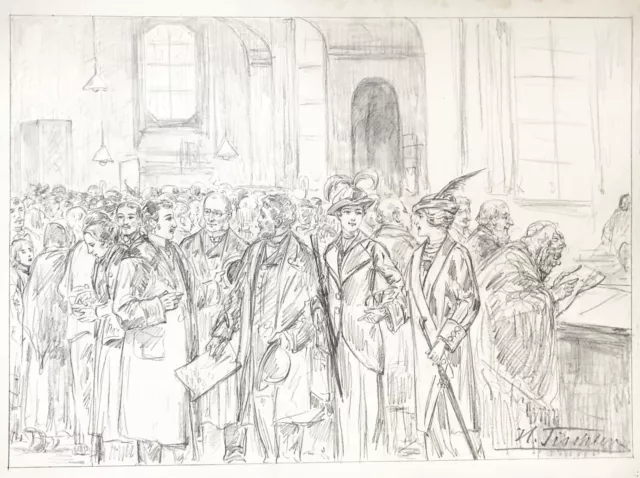 bürgerliche Gesellschaft Bürgertum company Hermann Tischler Zeichnung drawing