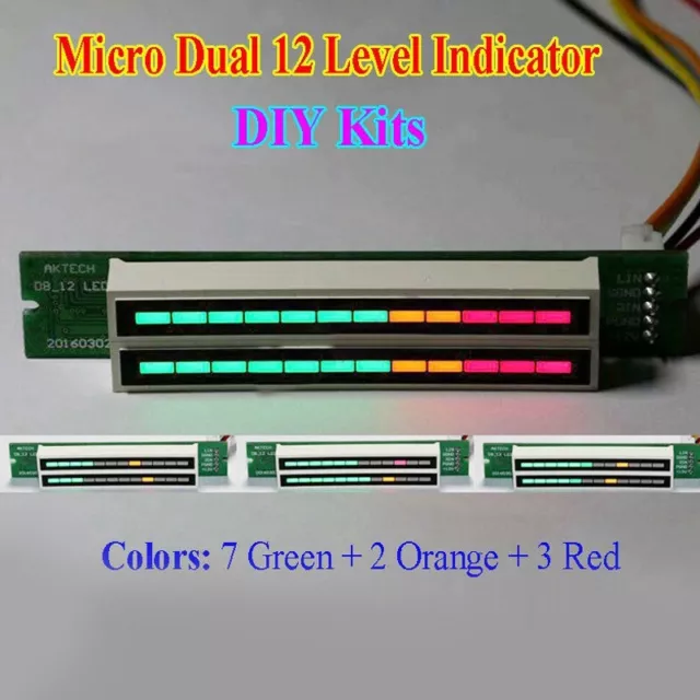 VU Meter Dual 12-Level-Anzeige Board Analyzer Display Micro DIY Kits LED