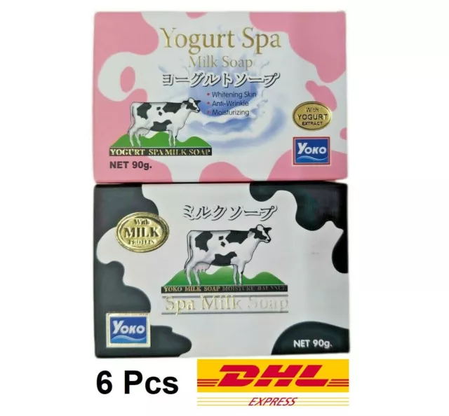 6 x YOKO Spa Milk Yogurt Milk Soap Whitening Skin Moisturizing Anti-Wrinkle 90g