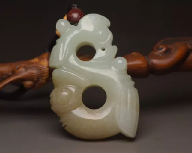 Chinese Natural Hetian Jade Carving Exquisite Unique Statue Pendant Jewelry Gift