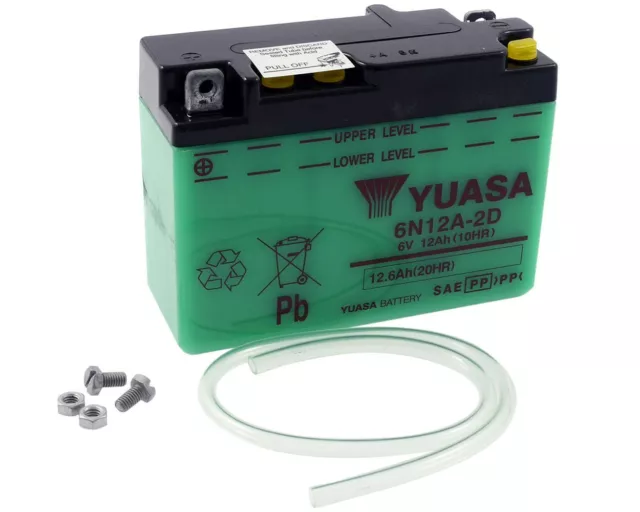 Batterie 6V 12Ah YUASA 6N12A2D ohne Säurepack für Honda CB125 B6 CA175 Touring