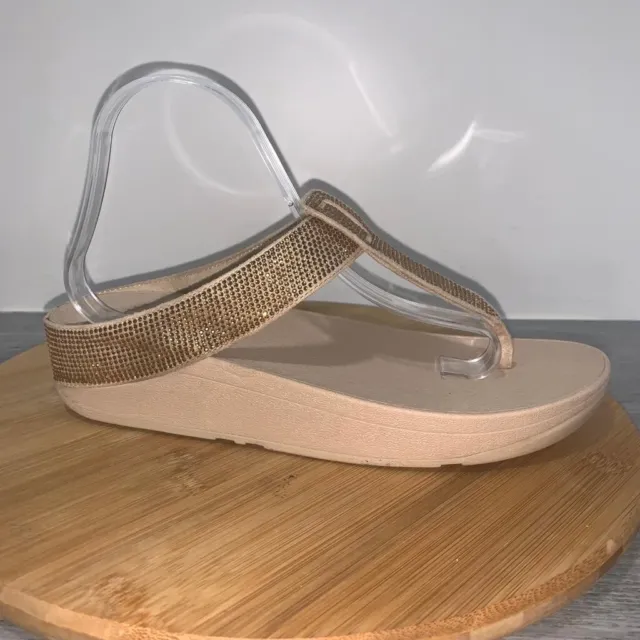 FitFlops Womens Size 10 Sandals Beige Isabelle Crystal Toe Post Flip Flops