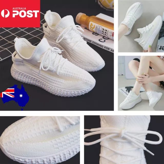 Women White Sneakers Trainers Casual Mesh Walking Running Fitness Gym Shoes AU