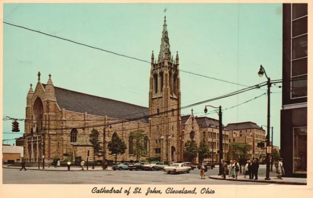 Vintage Postcard 1964 St. John's Cathedral Square in Downtown Cleveland Ohio OH