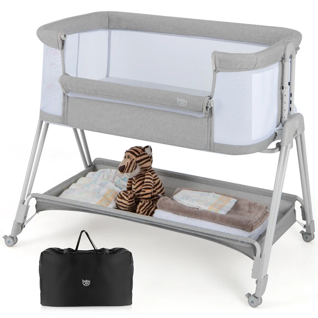 2 in 1 Beistellbett & Babywiege Reisebett mit 7 verstellbaren Höhen & Matratze