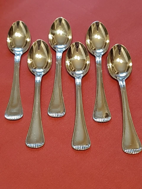 Lot De 6 Petites Cuillères à Café Rétro – Métal Argenté Sculpté, Strass, 11 Cm