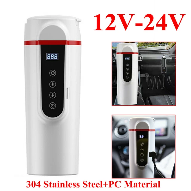 12/24V Smart LCD Screen Car Heated Water Cup Warmer Boats Travel Kettle 420ml