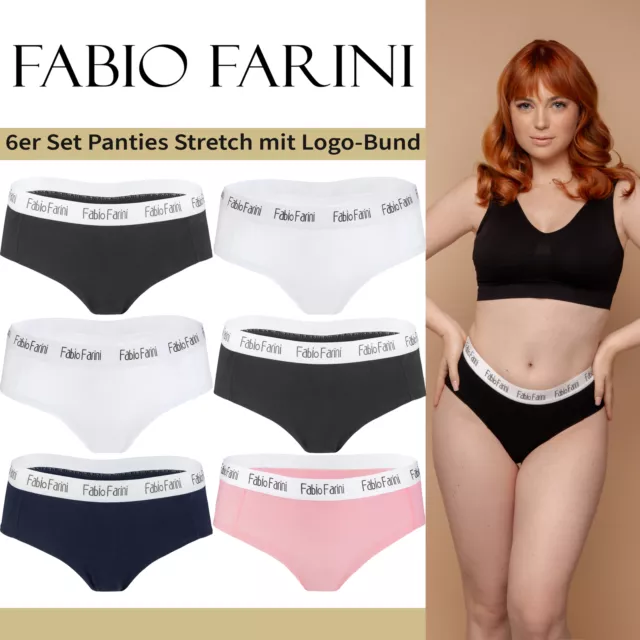 Fabio Farini 6er Set Unterhosen Damen Baumwoll Panty Slips Unterwäsche Frauen