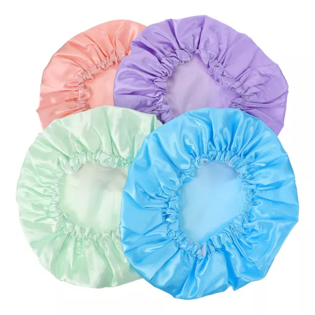 4 Pcs Satin Bonnet De Double Couche Aux Femmes Chapeau Bain