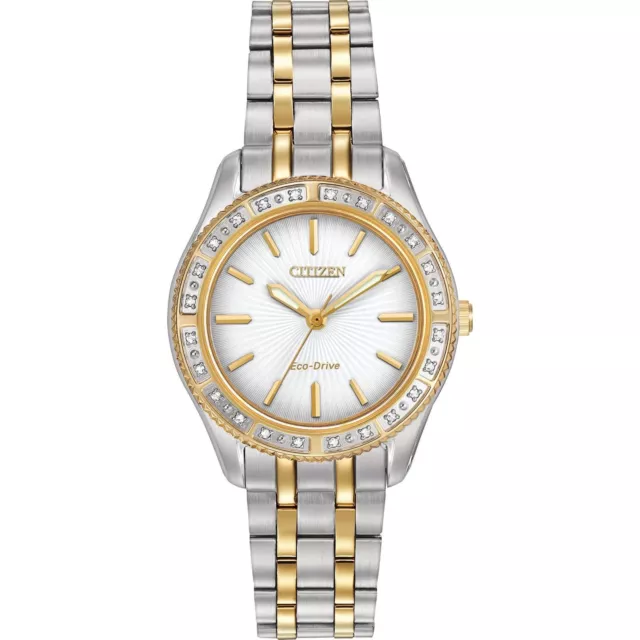 Citizen Eco-Drive Women's EM0244-55A Carina Diamond Bezel Two Tone 29mm Watch