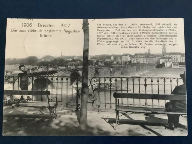 AK Dresden Augustusbrücke Vor Abbruch 1906 Elbe Dampfer