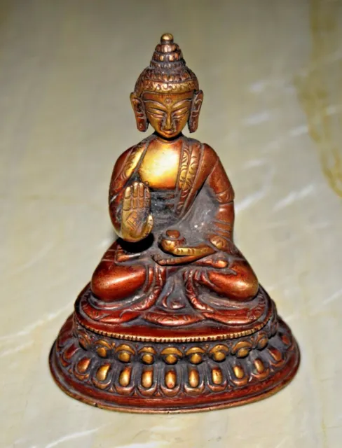 Brass Meditating Buddha Statue in Sitting Position With Blessing Hand MG 29
