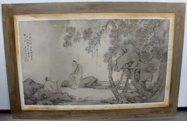 Old Antique Qing Dynasty Chinese Signed Painting On Silk