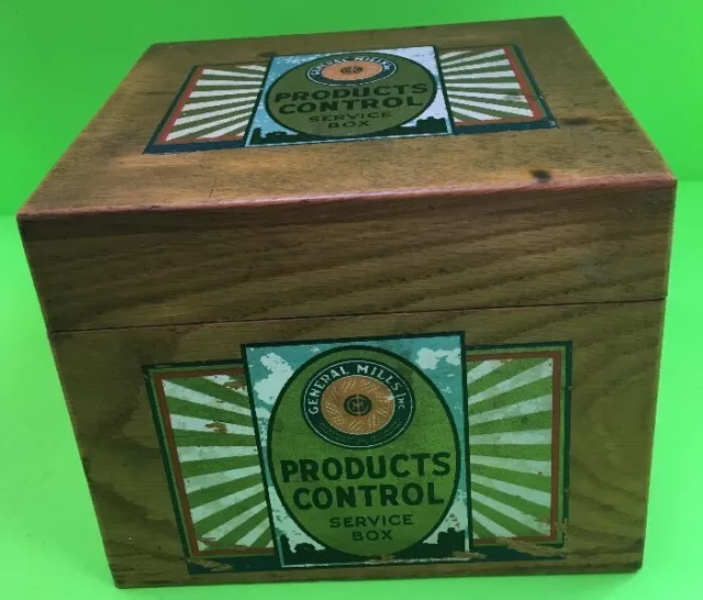 VTG GENERAL MILLS Gold Medal Bakers Products Control Service Wood Recipe Box