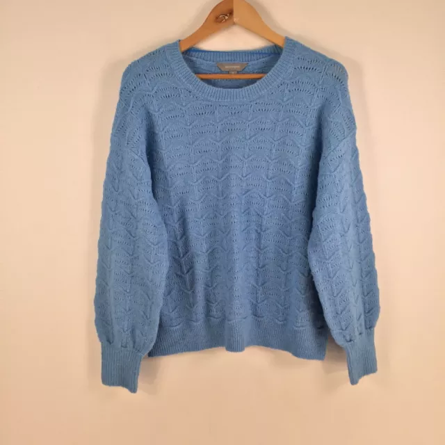 Suzanne grae womens knit jumper size M blue round neck long sleeve 058542