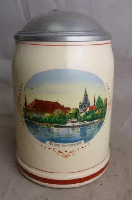 antiker Keramik Bierkrug Gruß aus Konstanz