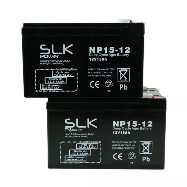 2  x 12v 15AH AGM/GEL MOBILITY SCOOTER BATTERIES - MORE POWER THAN 12AMP 2