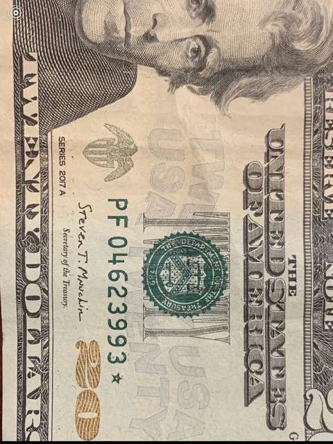 2017 A$ 20 Twenty Dollar Bill Star Note LOW SERIAL NUMBER ! Very Cool