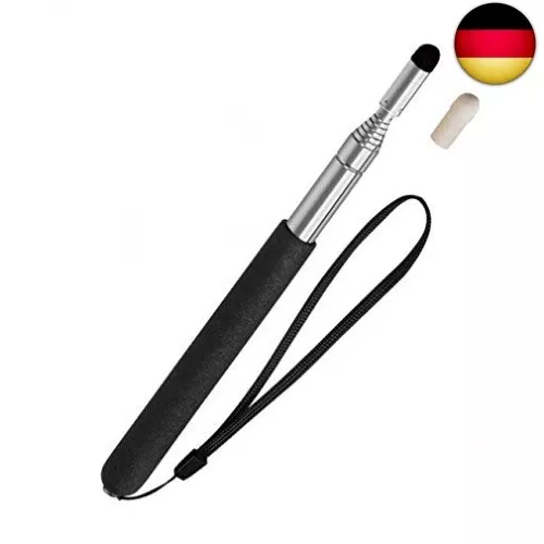 Teleskop Zeigestab Ausziehbar auf 100 cm mit 2 Filz Kopf, Schwarz