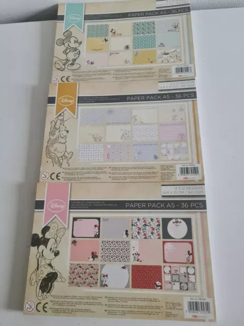 3 nuevas almohadillas de diseño de papel Disney Mickey Minnie y Winnie Pooh A5 36 hojas