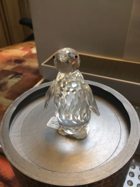 Swarovski Silver Crystal Miniature Penguin Figurine, 7661 NR 33, with Box