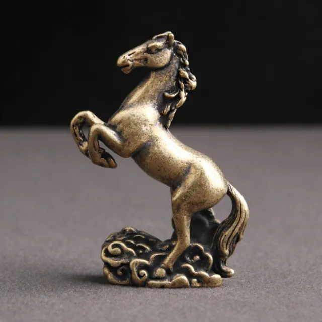 Pure Brass Horse Statue Figurines Ornament Animal Tea Pet Vintage Style Decor