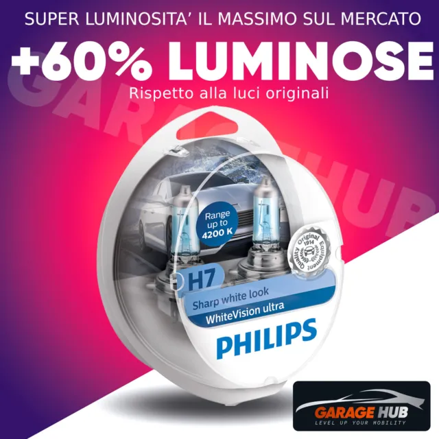 Set 2 Lampadine  Philips H7 white Vision Ultra Lampadine Fari +60% Effetto 4200k