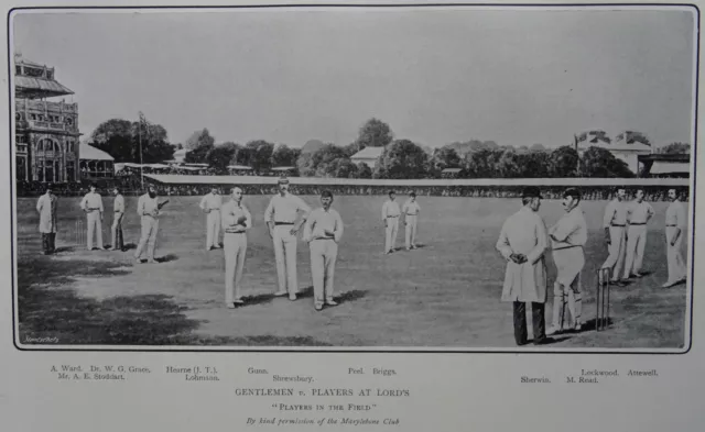 GENTLEMEN & PLAYERS AT LORD'S 1910 Print from Cricket of Today & Yesterday