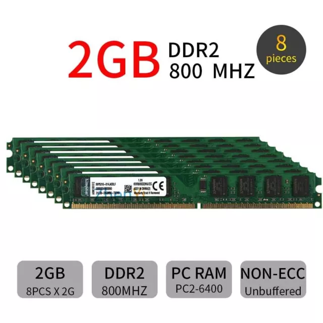 20GB 16GB 8GB 4GB 2GB PC2-6400U PC Desktop DIMM DDR2 800Mhz RAM Per Kingston IT 3